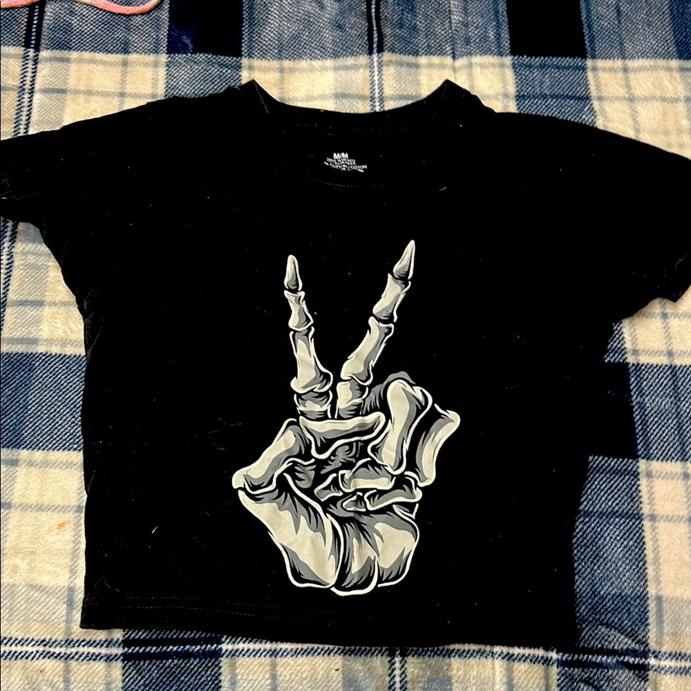 Black Skeleton Hand Kids T-Shirt